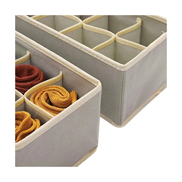 DIOMMELL Set of 21 Foldable Cloth Storage Box Closet Dresser Drawer Organizer Fabric Baskets Bins Containers Divider for Baby Clothes Underwear Bras Socks Lingerie Clothing,Grey 11-4249