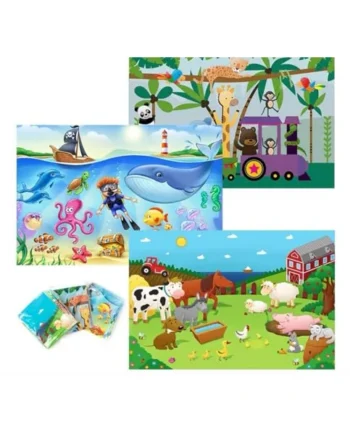 Disposable Placemats for Baby - Cute Animal Toddler Placemat That Sticks to Tables at Restaurants - (Assorted 40 Pack with 3 Designs)