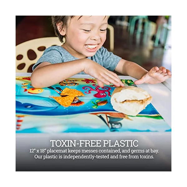 Disposable Placemats for Baby - Cute Animal Toddler Placemat That Sticks to Tables at Restaurants - (Assorted 40 Pack with 3 Designs)