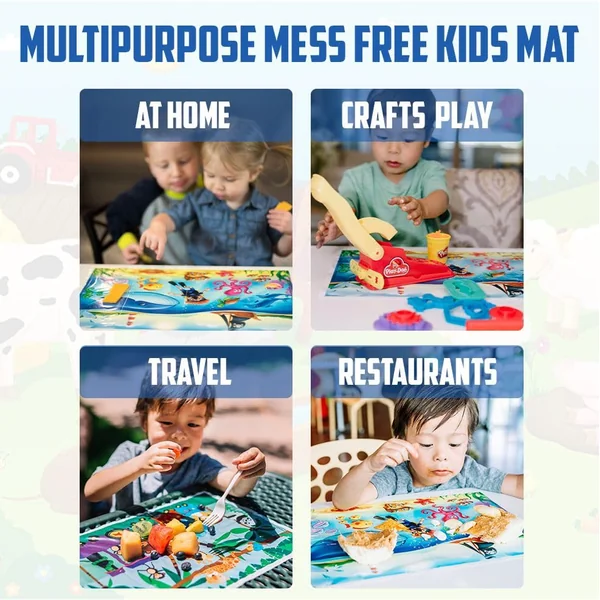 Disposable Placemats for Baby - Cute Animal Toddler Placemat That Sticks to Tables at Restaurants - (Assorted 40 Pack with 3 Designs)