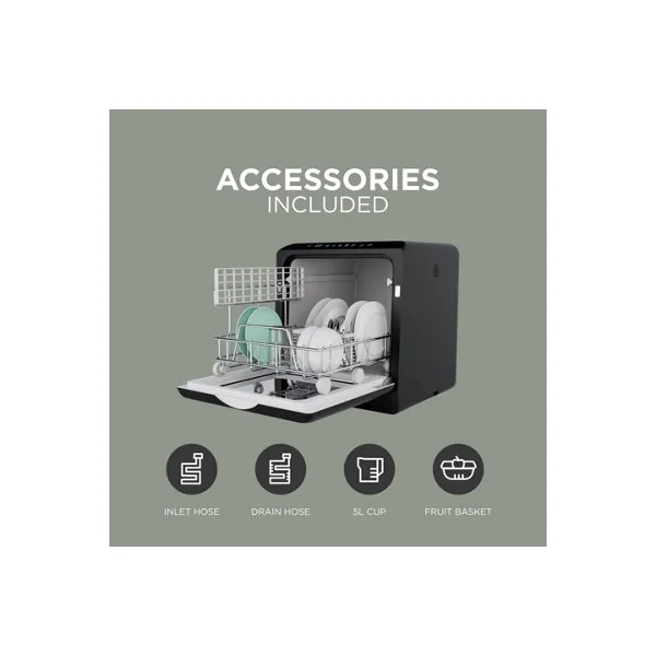 DMD Mini Table Top Countertop Dishwasher 5L Built-In Water Tank with 6 Wash Programmes