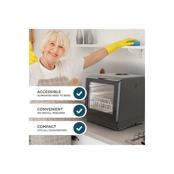 DMD Mini Table Top Countertop Dishwasher 5L Built-In Water Tank with 6 Wash Programmes