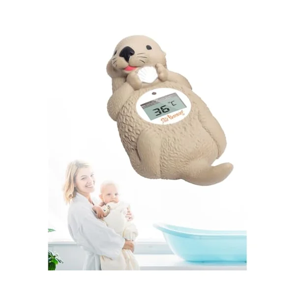 Doli Yearning Otter Baby Bath Thermometer Safety For Bathtub | Toddlers Floating Bath Temp Toy, Bathtub Thermometer, at Fahrenheit and Celsius degree - Light brown otter