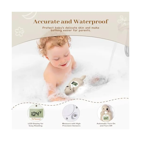 Doli Yearning Otter Baby Bath Thermometer Safety For Bathtub | Toddlers Floating Bath Temp Toy, Bathtub Thermometer, at Fahrenheit and Celsius degree - Light brown otter