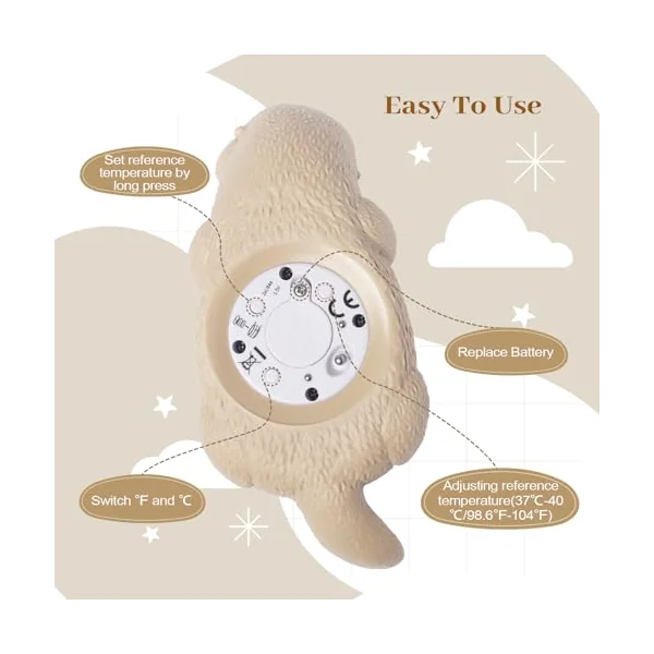 Doli Yearning Otter Baby Bath Thermometer Safety For Bathtub | Toddlers Floating Bath Temp Toy, Bathtub Thermometer, at Fahrenheit and Celsius degree - Light brown otter