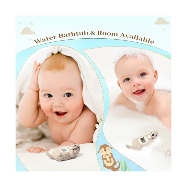 Doli Yearning Otter Baby Bath Thermometer Safety For Bathtub | Toddlers Floating Bath Temp Toy, Bathtub Thermometer, at Fahrenheit and Celsius degree - Light brown otter