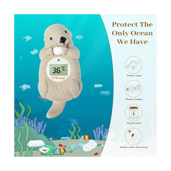 Doli Yearning Otter Baby Bath Thermometer Safety For Bathtub | Toddlers Floating Bath Temp Toy, Bathtub Thermometer, at Fahrenheit and Celsius degree - Light brown otter
