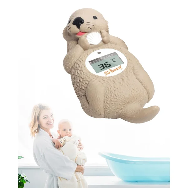 Doli Yearning Otter Baby Bath Thermometer Safety For Bathtub | Toddlers Floating Bath Temp Toy, Bathtub Thermometer, at Fahrenheit and Celsius degree - Light brown otter