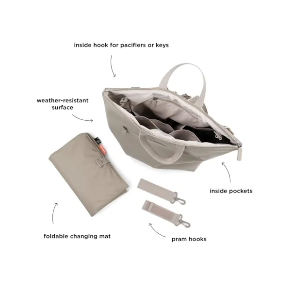 Done by Deer Changing Backpack - Foldable Changing Mat and Two Pram Hooks Included - Changing Bag Made of 100% Recycled Polyester with PU Coating