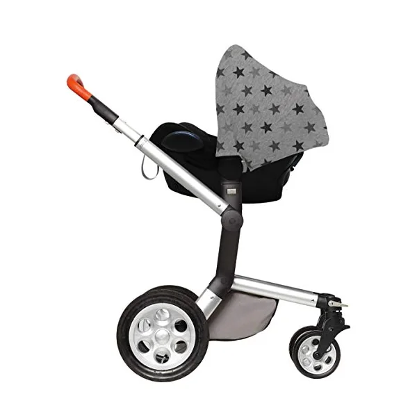 Dooky Hoody Cover for Baby Car Seat/ Pram/ Stroller/ Pushchair, Universal Fit, Protects from Sun, Wind and Light Rain, UPF 50+ UV Protection, Easy to Install and Wash, Grey Stars