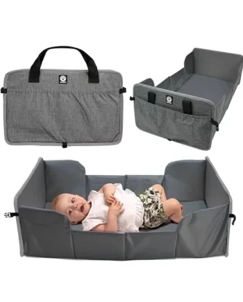 Dooky Portable Pop-Up Baby Travel Cot/ Crib, Lightweight, Compact, Includes 1 cm Thick Mattress (38 x 73 x 1 cm), Folded out 41 x 75 cm, Folded 41 x 26 cm, Suitable upto 6 Months Age, Grey Melange