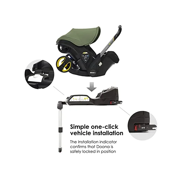 Doona+ Baby Car Seat Isofix Base - Isofix Installation Set with Extended Leg Support - Features Installation Indicator to Confirm The Car Seat is Safely Locked in Place - ONLY Compatible with Doona+