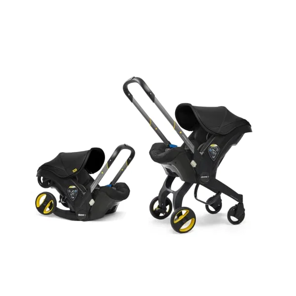 Doona+ Baby Car Seat & Travel Stroller Nitro Black - Convertible 0+ Car Seat and Pram with 5 Point Safety Harness - Ergonomic Pushchair and Travel System - ISOFIX Base Sold Separately