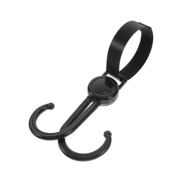 Double Hook Stroller Hanger for Bags and Shopping Cart Easy Install Multifunctional Buggy Clips for Jogging Stroller Trolley Bike and Wheelchair Use Black