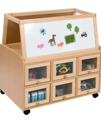 Double Sided Unit with Doors - Dry Wipe Magnetic Easel Top