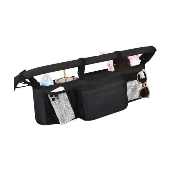 Double Stroller Accessories Lightweight 3 Compartments Organization | Compact Stroller Organizer for Travel Parents Home Outdoor Camping Walking Home