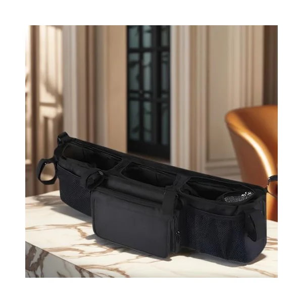 Double Stroller Caddy Waterproof Foldable Organization | Stroller Organizer for Travel Parents Home Outdoor Camping Walking Home