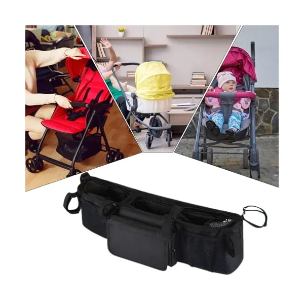 Double Stroller Caddy Waterproof Foldable Organization | Stroller Organizer for Travel Parents Home Outdoor Camping Walking Home