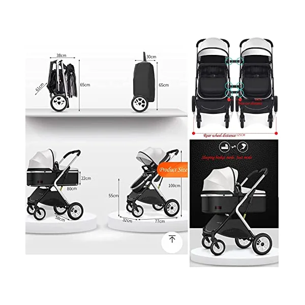 Double Stroller Side by Side, Tandem for Infant and Toddler,Baby Foldable High Landscape Shock Absorption Umbrella Twin Stroller,with Adjustable Backrest, Accessories, Brown (Color : Blue)