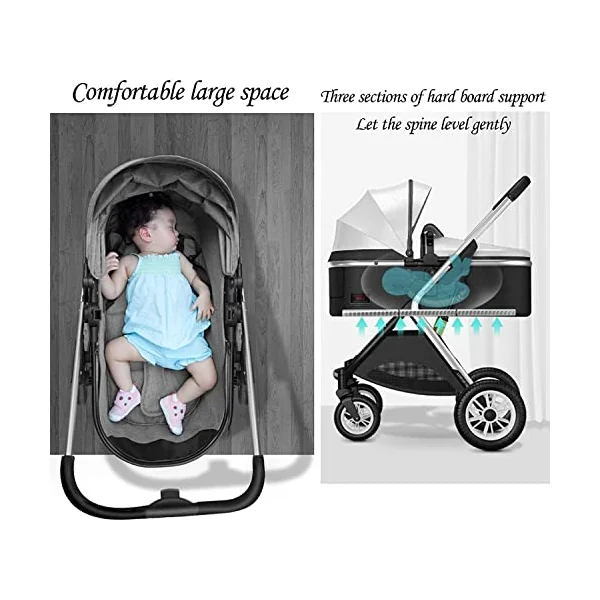 Double Stroller Side by Side, Tandem for Infant and Toddler,Baby Foldable High Landscape Shock Absorption Umbrella Twin Stroller,with Adjustable Backrest, Accessories, Brown (Color : Blue)