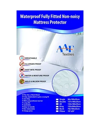 Double Waterproof Fitted Sheet Mattress Protector Non Noisy Breathable Extra Deep Breathable|Anti Allergy|Anti Dust Mite|Anti Sneezing|Anti Itching|Wipe off with Wet cloth (Waterproof Fitted Sheet, Double)