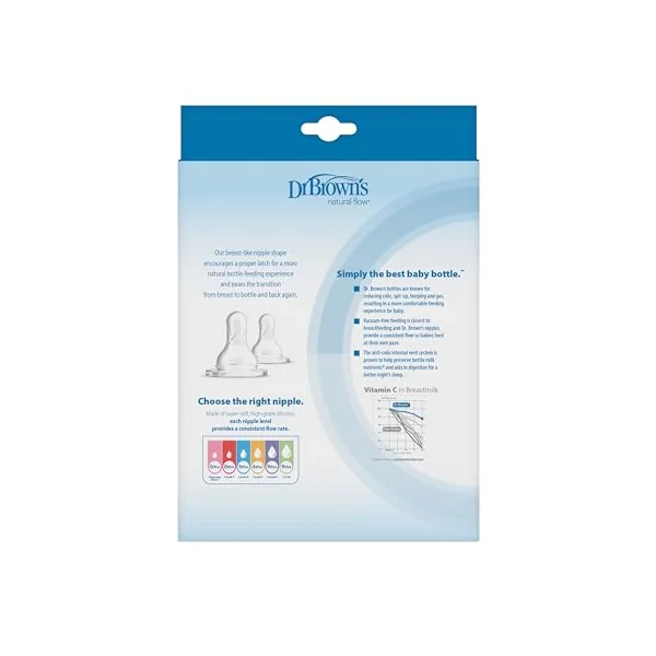 Dr. Brown's Anti-Colic Options+ Narrow Baby Bottle, 8oz/250ml, with Level 1 Slow Flow Teat, 3-Pack