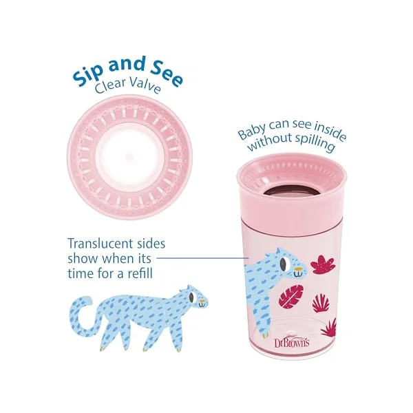 Dr. Brown's Milestones Cheers360 Cup, Pink, 10 oz