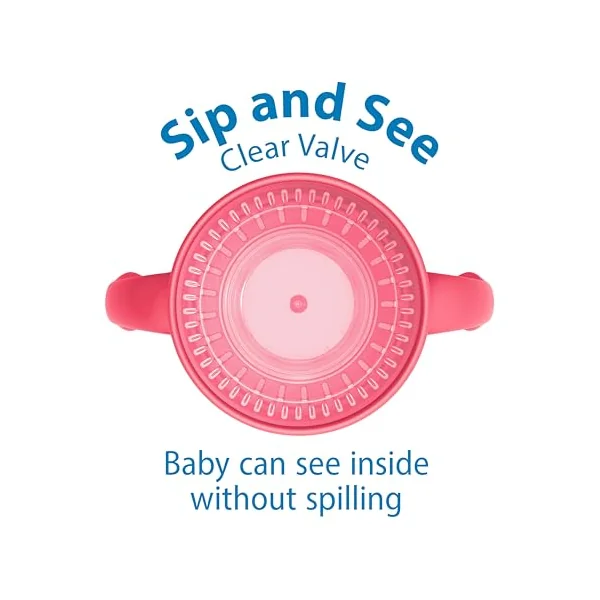 Dr. Brown's Milestones Cheers 360 Cup Spoutless Transition Cup with Handles for Easy Grip & Leak-Free Learning, Pink, 7oz/200mL, 6m+ (Colors May Vary)