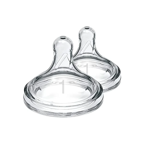 Dr Brown's Natural Flow Wide-Neck Silicone Teat, Level 1, Pack of 2 | Slow Flow, 0m+, 100 Percent Silicone, Baby Bottle Teat