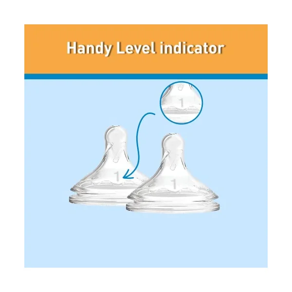 Dr Brown's Natural Flow Wide-Neck Silicone Teat, Level 1, Pack of 2 | Slow Flow, 0m+, 100 Percent Silicone, Baby Bottle Teat