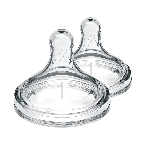 Dr Brown's Natural Flow Wide-Neck Silicone Teat, Level 1, Pack of 2 | Slow Flow, 0m+, 100 Percent Silicone, Baby Bottle Teat