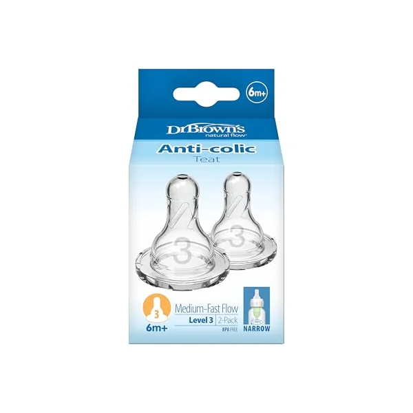 Dr. Brown's Options Narrow Mouth Teat, Transparent, +6 Months