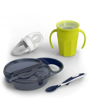 Dr. Brown's Toddler Feeding Starter Set, Travel Bundle with Cheers360 Spoutless Training Cup with Handles, 6m+, 4 Piece