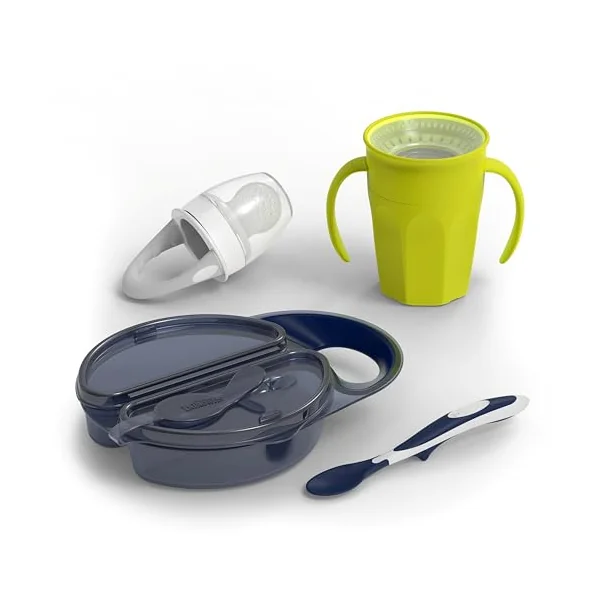 Dr. Brown's Toddler Feeding Starter Set, Travel Bundle with Cheers360 Spoutless Training Cup with Handles, 6m+, 4 Piece