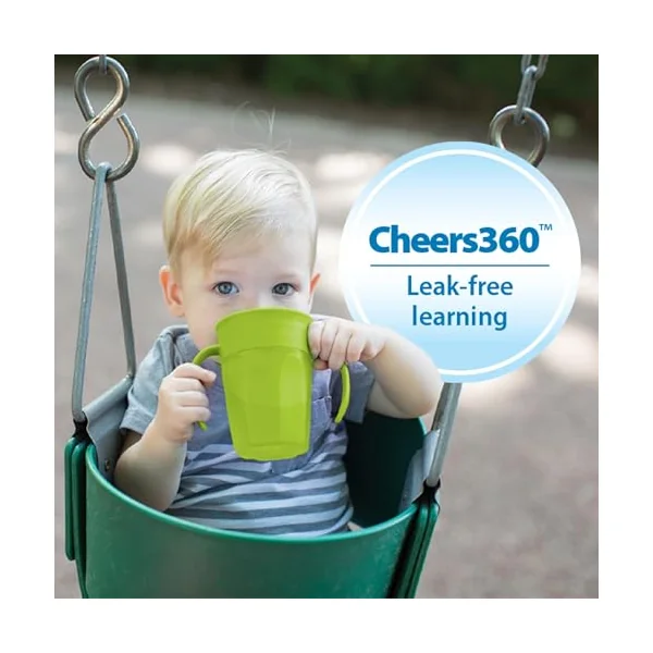 Dr. Brown's Toddler Feeding Starter Set, Travel Bundle with Cheers360 Spoutless Training Cup with Handles, 6m+, 4 Piece