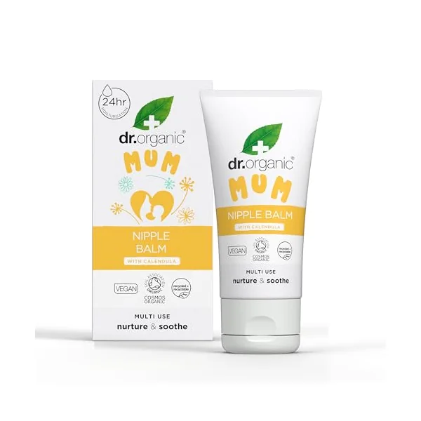 Dr Organic Nipple Balm with Calendula, Lanolin Alternative, Natural relief, Sore & Cracked Nipples, Breastfeeding, Soothing, Vegan, Cruelty-Free, Paraben & SLS Free, Certified Organic, 30ml