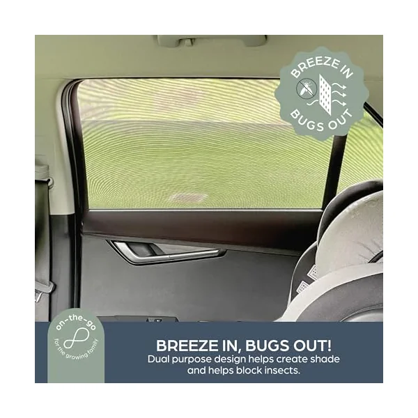 Dreambaby Car Window Shade for Baby, 2 Pack Mesh Window Sock, Protects from Sun Glare & Heat, Quality Strech Material to Fit Car Windows, Black