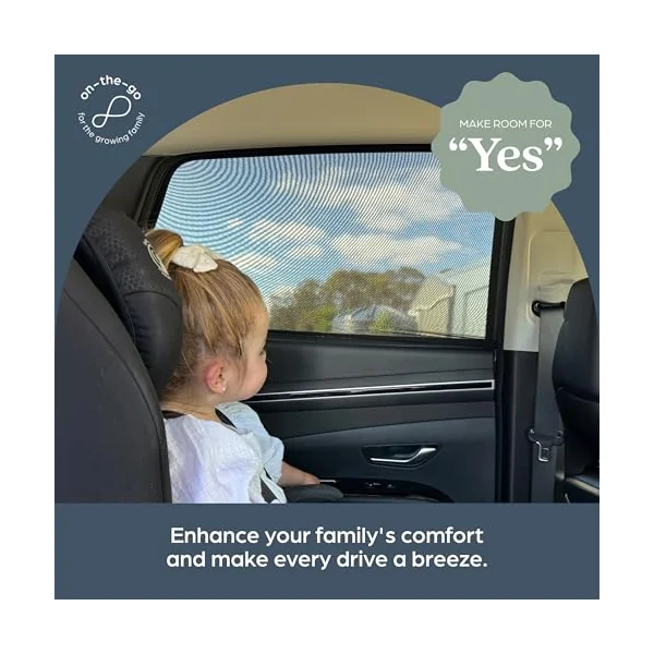 Dreambaby Car Window Shade for Baby, 2 Pack Mesh Window Sock, Protects from Sun Glare & Heat, Quality Strech Material to Fit Car Windows, Black