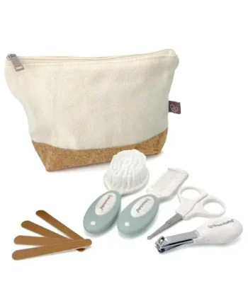 Dreambaby Neat & Tidy 9pc Wheatgrass Baby Grooming Kit - Eco-Friendly Baby Care Kit with Cotton & Cork Travel Bag - Soft Brush, Comb, Safety Scissors, Nail Clippers - Less Plastic Waste