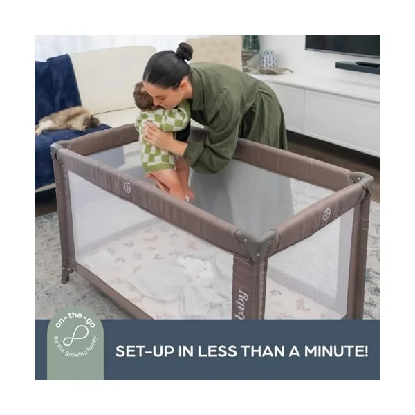Dreambaby Quest Full Size Travel Cot, Lightweight, from Birth to 15kg, Easy Fold & Compact, Travel Bag, 120cm x 60cm, Custom Mattress Included