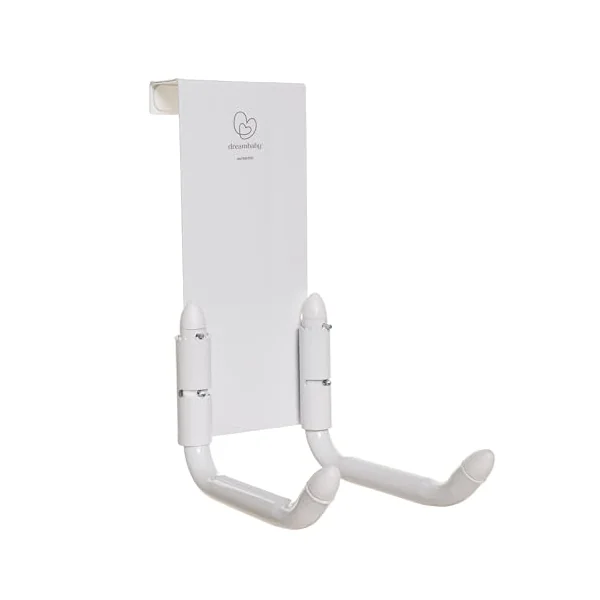 Dreambaby Strollerbuddy StrollAway Over The Door Stroller Hanger & Hook - No Drill - Heavy Duty Metal 50lb/22.5kg Capacity, Adjustable Arms - Stroller Hook for Hallway, Garage & Entryway Storage