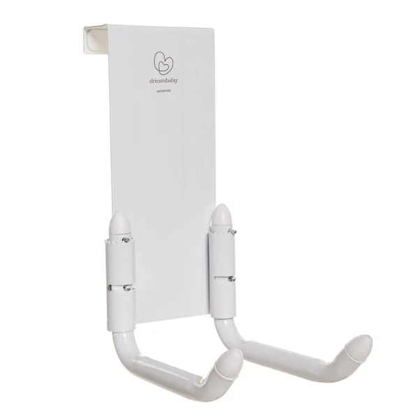 Dreambaby Strollerbuddy StrollAway Over The Door Stroller Hanger & Hook - No Drill - Heavy Duty Metal 50lb/22.5kg Capacity, Adjustable Arms - Stroller Hook for Hallway, Garage & Entryway Storage