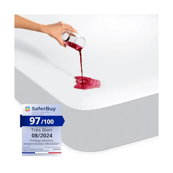 Dreamzie - Mattress protector 80 x 200 cm - Waterproof and resistant - Mattress protector 80 x 200 cm - Optimal protection and breathable