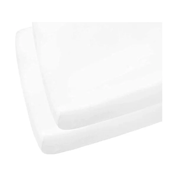 DTEX HOMES 2 x Cot Bed Sheets Super Soft Breathable Polycotton Fitted Sheet 140 x 70 cm - White