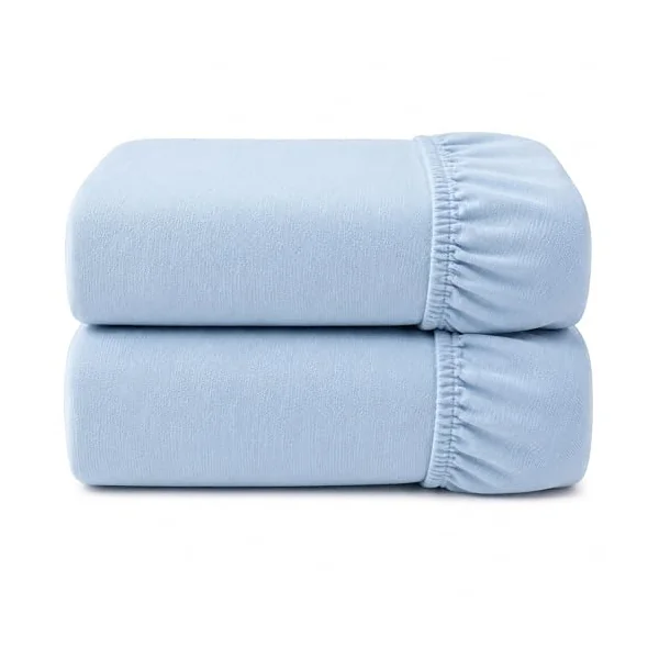 Dudu N Girlie Bedside Crib Sheets 85x51cm – Blue, 2 Pack, Soft Jersey Cotton Fitted Bedding for Co Sleeper & Baby Cribs