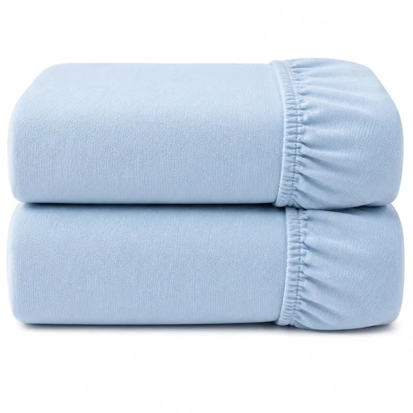 Dudu N Girlie Bedside Crib Sheets 85x51cm – Blue, 2 Pack, Soft Jersey Cotton Fitted Bedding for Co Sleeper & Baby Cribs