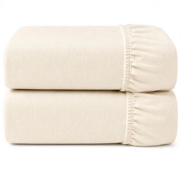 Dudu N Girlie Bedside Crib Sheets 85x51cm – Cream, 2 Pack, Soft Jersey Cotton Fitted Bedding for Co Sleeper & Baby Cribs