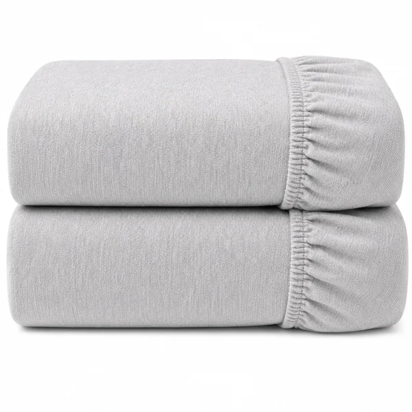 Dudu N Girlie Bedside Crib Sheets 85x51cm – Grey, 2 Pack, Soft Jersey Cotton Fitted Bedding for Co Sleeper & Baby Cribs
