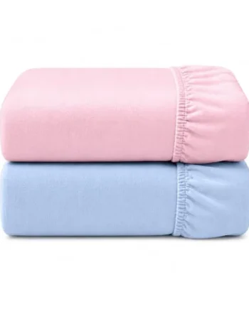 Dudu N Girlie Cot Bed Fitted Sheets, Toddler Bedding, Pink & Blue | 140x70cm Fit, Cotton Jersey Fabric, Soft Touch, Nursery Essential