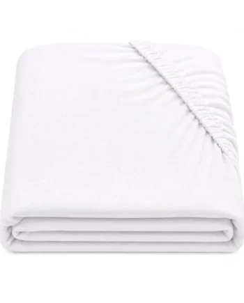 Dudu N Girlie Cotton Cot Bed Fitted Sheet, Toddler Bedding, White, 1 Pack | 140x70cm Fit, Fully Elasticated, Fits up to 15cm Deep, Breathable